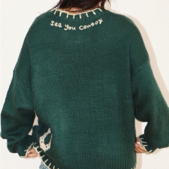 Bailey Rose Green Horse Stitching detail Sweater S - Picture 3 of 4
